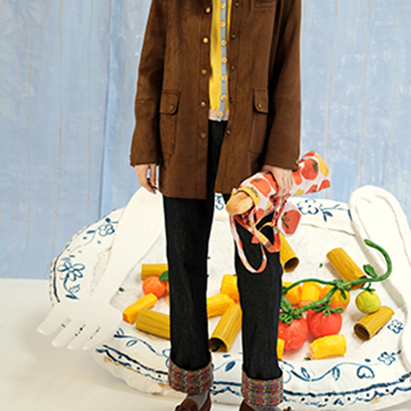 ツイードロールアップデニムパンツ Z00625