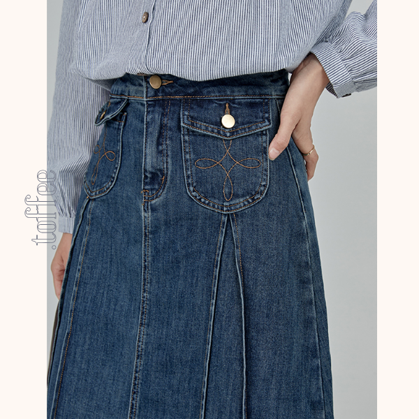 Aラインハイウエストロングデニムスカート 《Z00790》