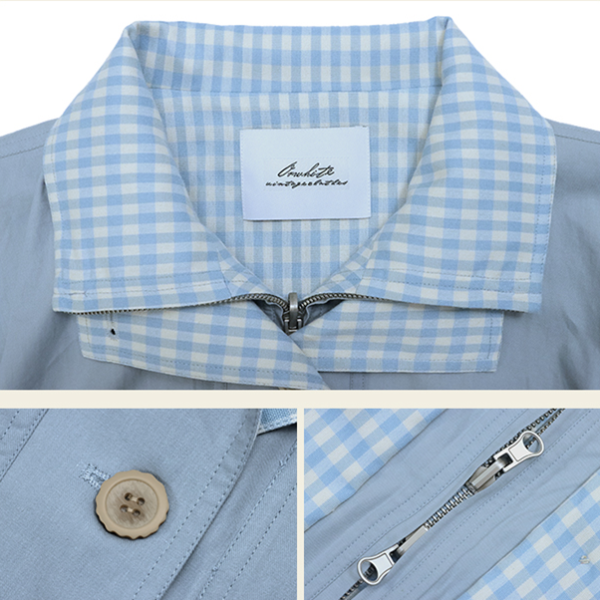 無地×ギンガムチェックのコントラストカラーバルーンジャケット 《Z00765》