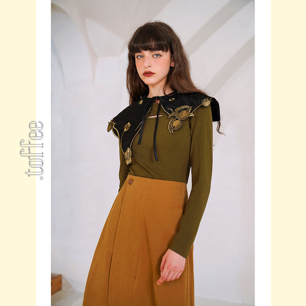 【2color】蕾の様なスリットスカート C0166