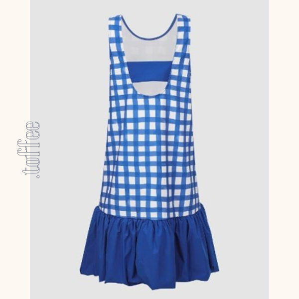 チェック切り替えバルーンワンピース Z00412