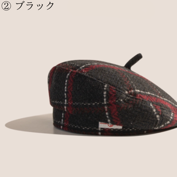 【5color】ヴィンテージチェック柄ウールベレー Z00608