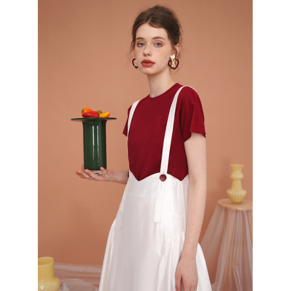 【2color】Vカットストラップワンピース X-185