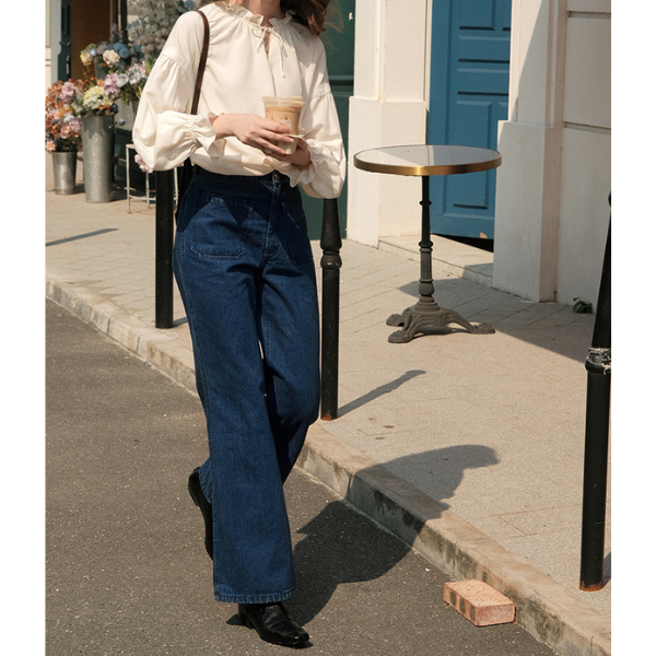 パッチポケットフレアデニム X-323