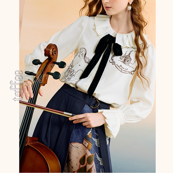 黒リボンと夢の風景ブラウス《Z01131》