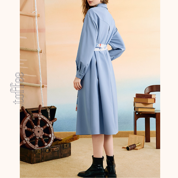 船と旅の重ね着風シャツワンピース《Z01132》