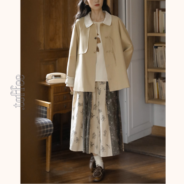 野に咲く詩 花柄切り替えロングスカート《Z01145》