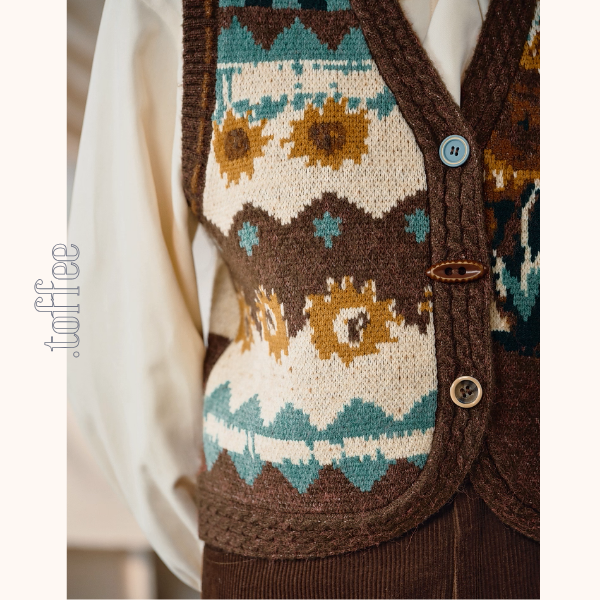 アートと遊び心を編んだニットベスト《Z01125》