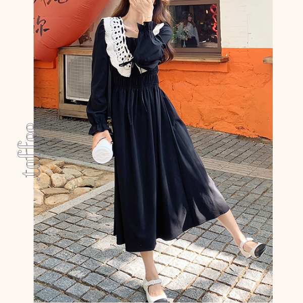 レース襟と歩く、午後の物語ワンピース《Z01154》