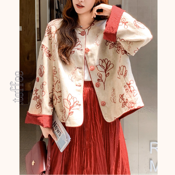 花咲く情景のセットアップ/花柄トップス&マキシスカート《Z01151》