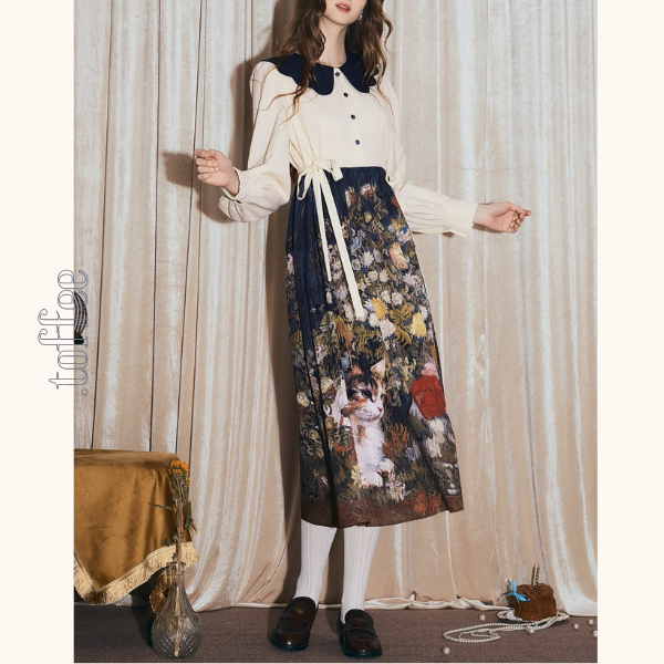 秋の庭に咲く詩・アートスカート《Z01148》