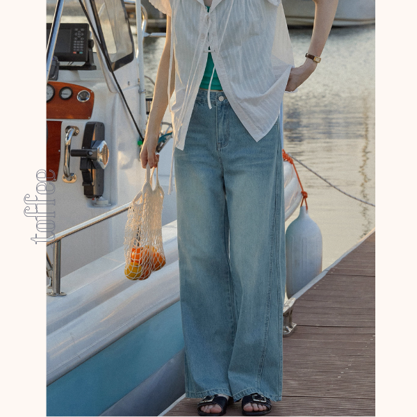 刺繍入りワイドデニムパンツ《Z01097》