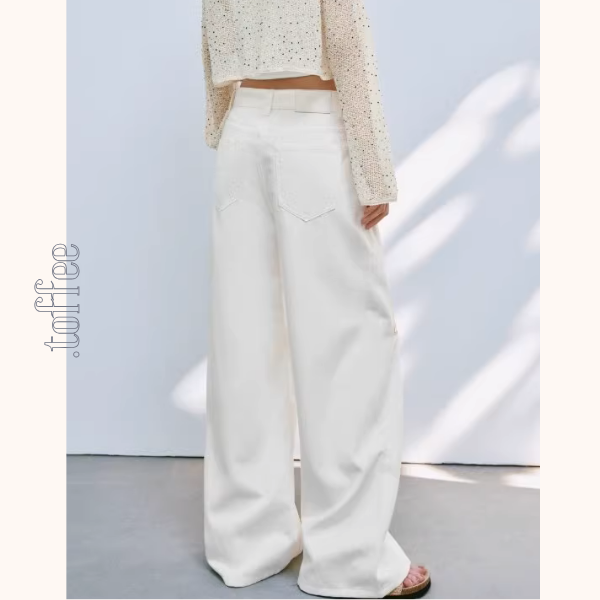 パッチワーク小花刺繍ワイドパンツ《Z01033》