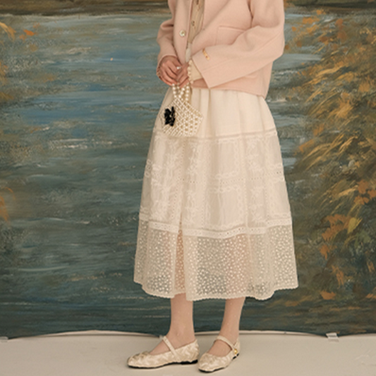 シアーレースミモレ丈スカート 《Z00619》