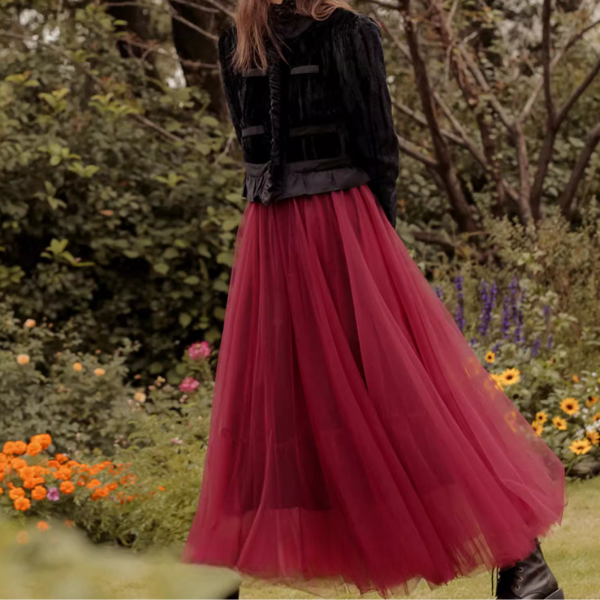 【2color】メッシュフェアリーロングスカート Z00189