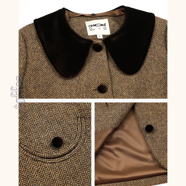 ヘリボーン柄ショートジャケット&プリーツミディスカートのセットアップ Z00481