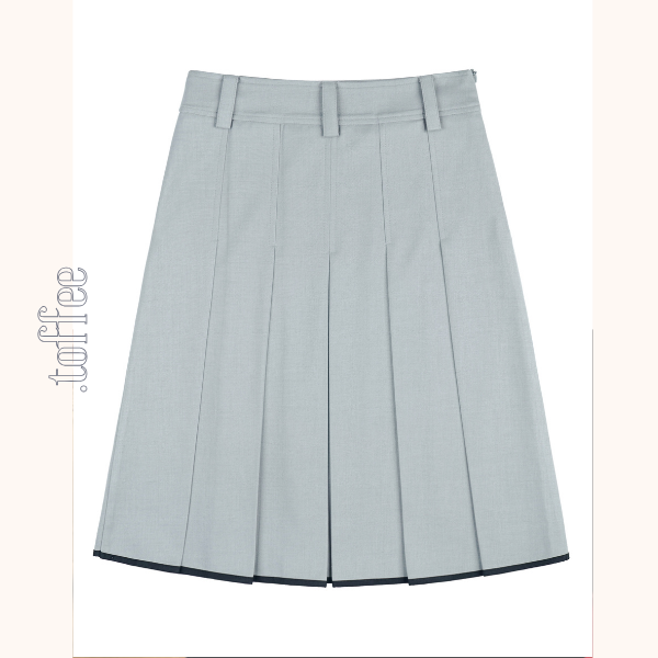 【2color】コントラストカラーヘムプリーツスカート《Z00834》