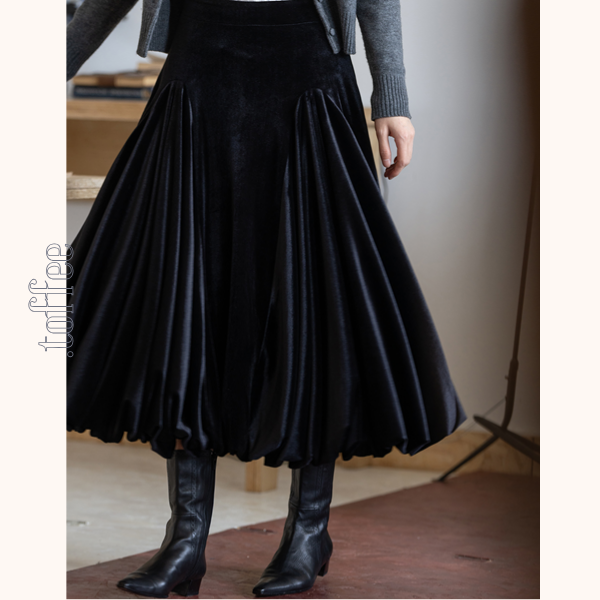 ミモレ丈プリーツアンブレラスカート 《Z00646》