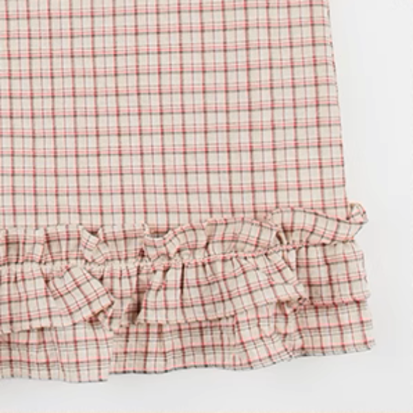 ラッフルヘムクロップドチェックシャツ《Z01021》