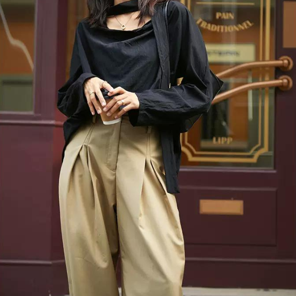 シンプルワイドパンツ w-049