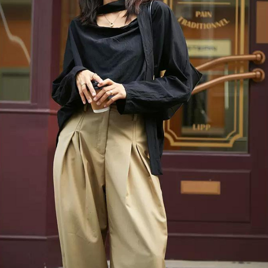 シンプルワイドパンツ w-049