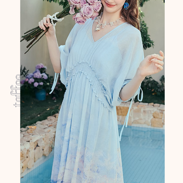 ロングティアードマキシワンピース《Z00969》