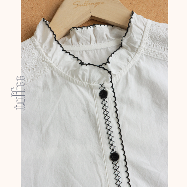 コントラストカラーレースディテールシアーブラウス《Z00844》