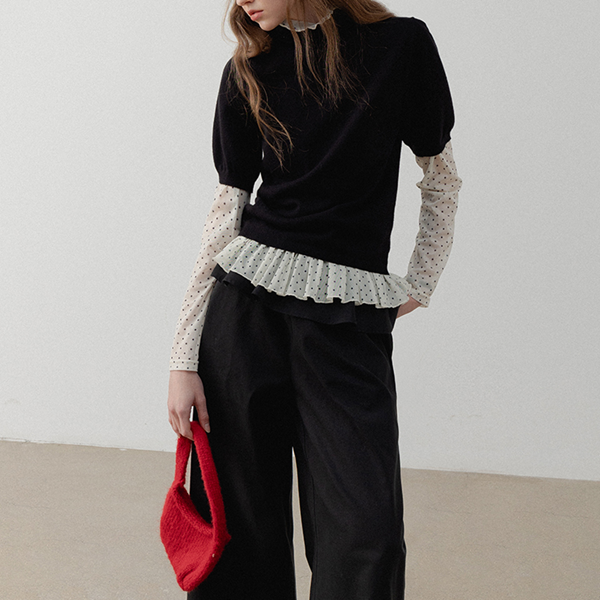 シースルードット柄ペプラムブラウス 《Z00715》