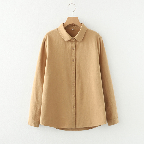 【6color】純綿ポロカラーロングスリーブシャツ 《Z00728》