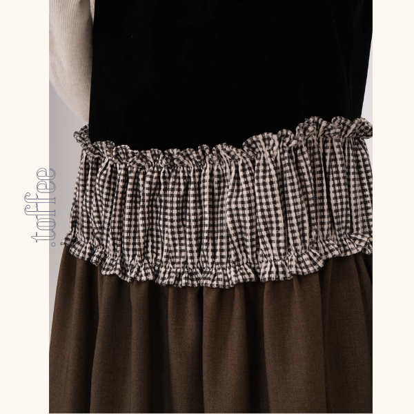 チェック柄切替ノースリーブAラインワンピース《Z00939》