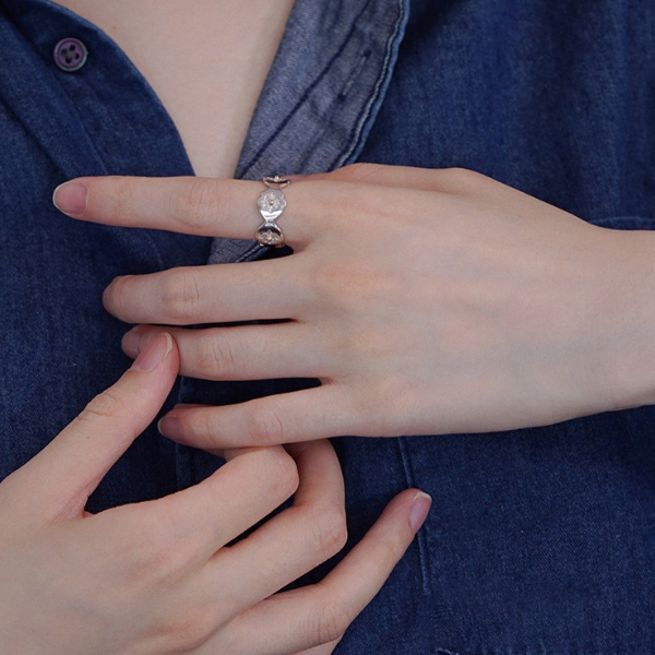 ミニフラワーデザインスリムリング AU-147