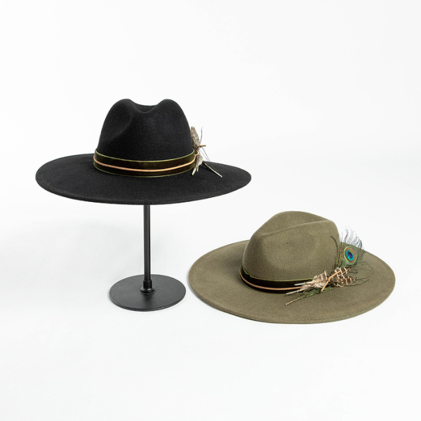 【2color】フェザー装飾ハイトップハット X-419