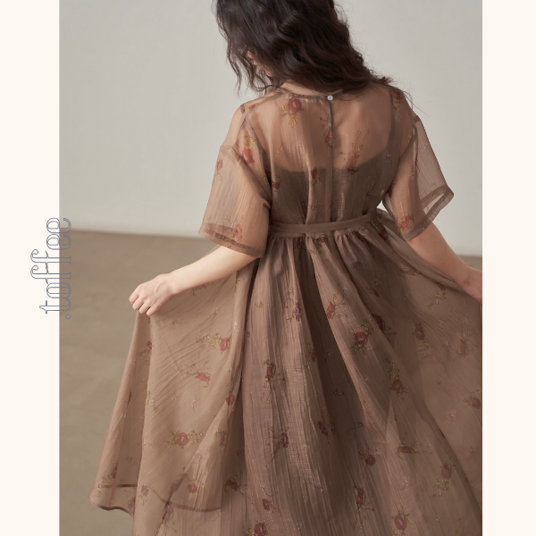 フローラルプリントシフォンワンピース《Z00995》