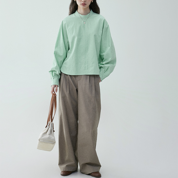 【2color】ギャザーカフ&バルーンスリーブブラウス《Z00838》