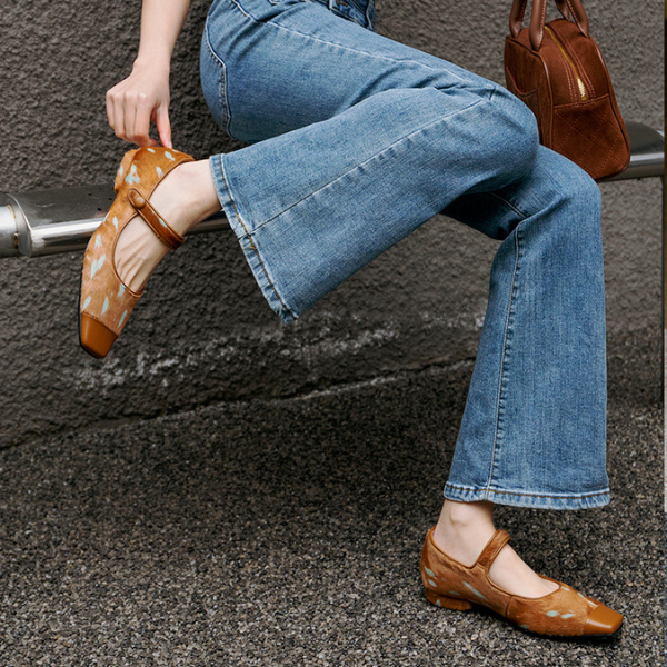 【2color】スクエアトゥフラットパンプス Z00104