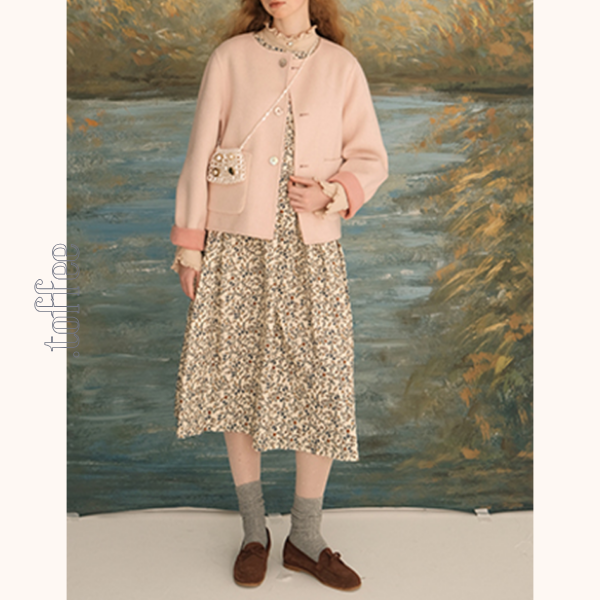 コーデュロイフローラルプリントノースリーブワンピース Z00616