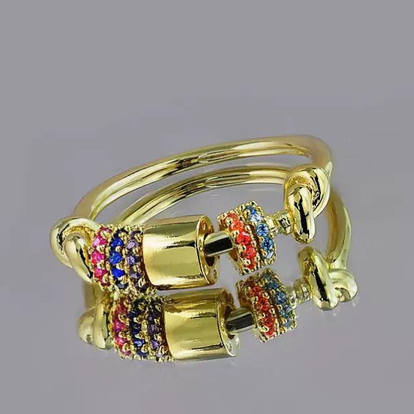 マルチカラーラインストーンエレガントリング AU-076