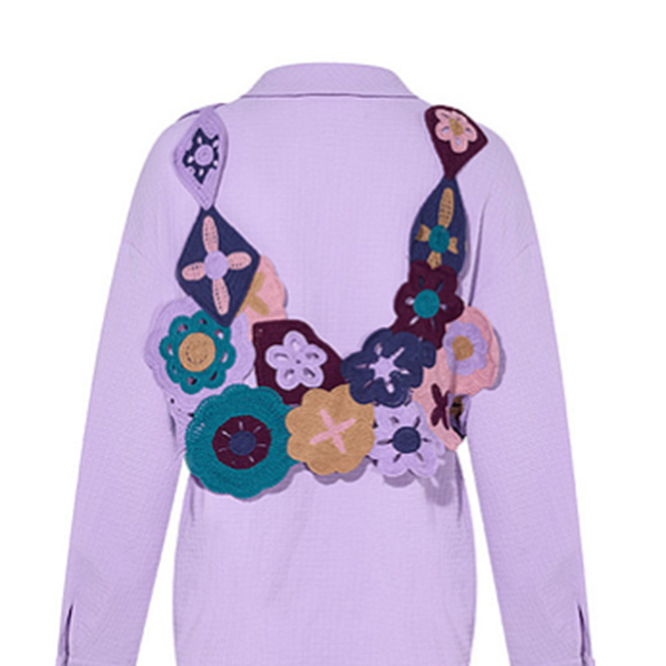 【2color】かぎ編みマルチカラーフラワーモチーフベスト&レースディテールルーズシャツセットアップ    《Z00654》