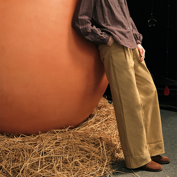 【2color】ルーズストライプカフパンツ Z00602