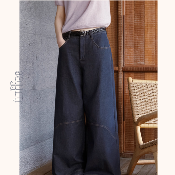 ウエーブラインワイドデニムパンツ《Z00903》