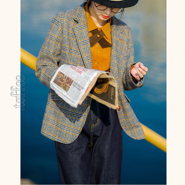 グレンチェック柄 テーラードジャケット 《Z00769》