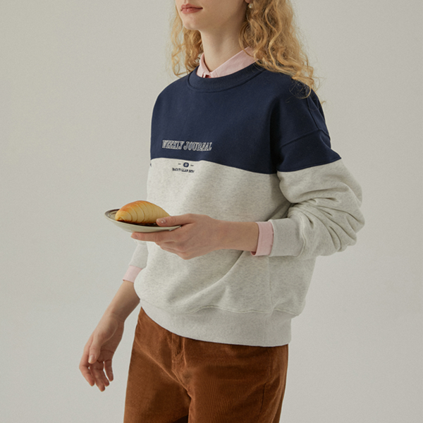 【2color】レター刺繍バイカラースウェット Z00554