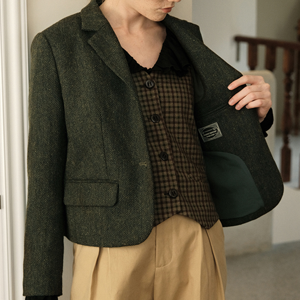 ヴィンテージモスグリーンショートブレザー Z00510