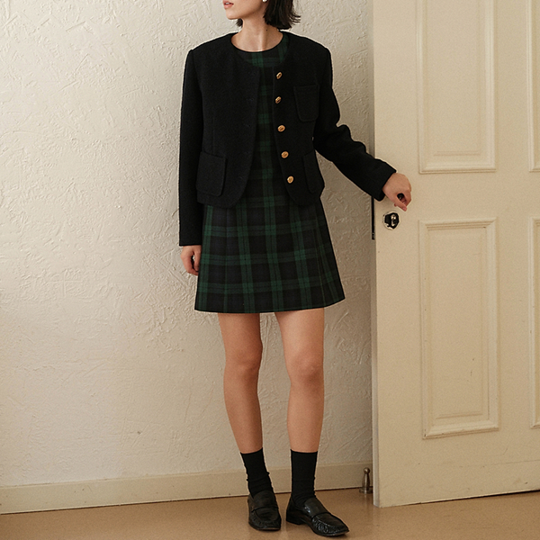 タータンチェックノースリーブミニワンピース Z00463