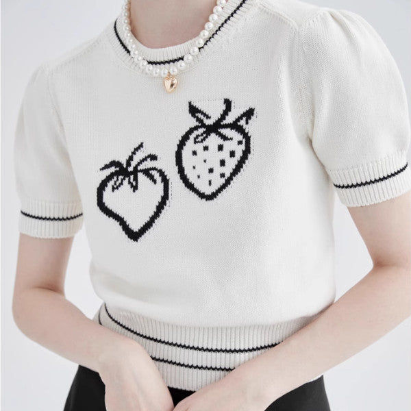ストロベリー半袖ニットトップ Z00257