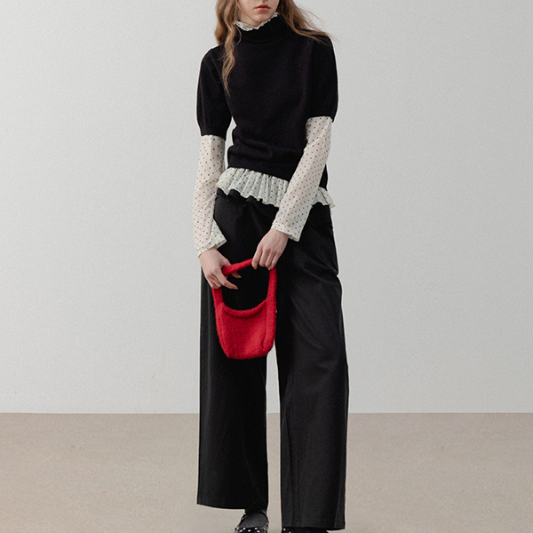 シースルードット柄ペプラムブラウス 《Z00715》