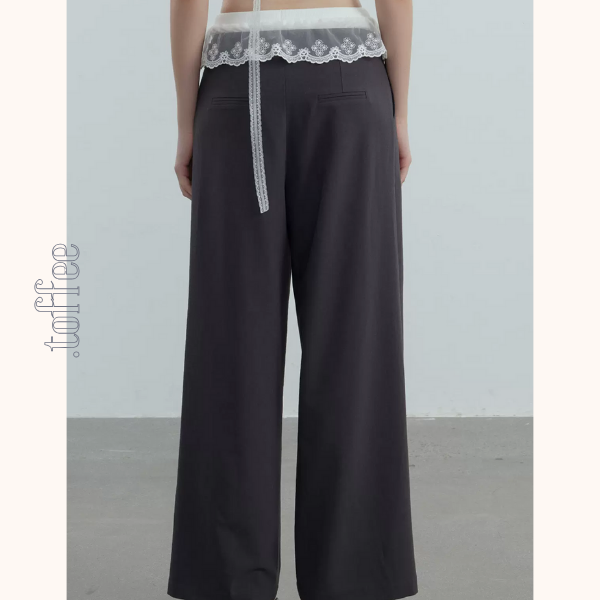 【2color】レースウェストワイドパンツ Z00364