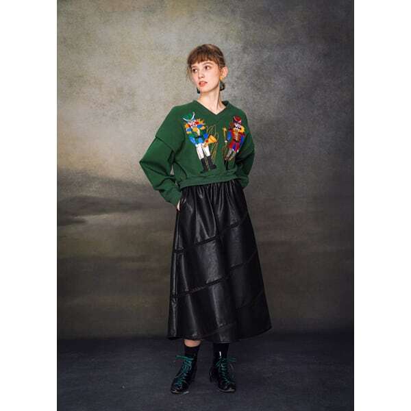 フェイクレザーエスカルゴスカート C0110