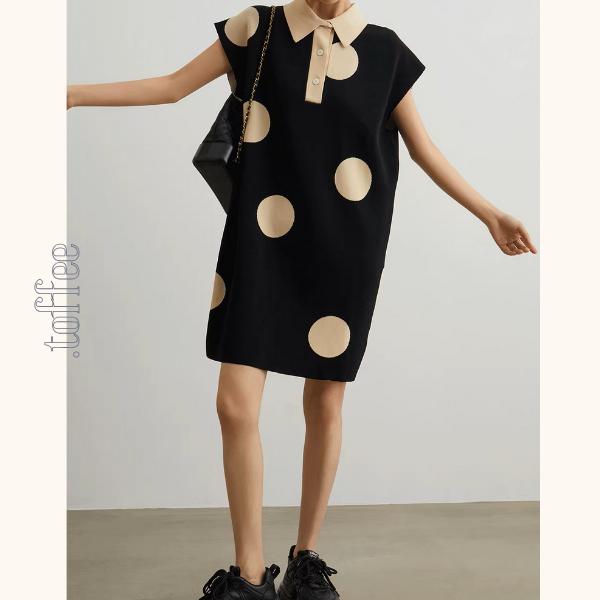 ラージドットフレンチスリーブミニワンピース《Z00943》