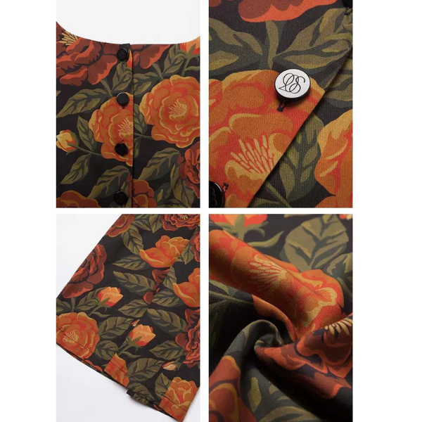 【2color】トータルフラワープリントジャンプスーツ w-042